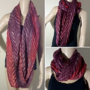 Chevron Pleat Paisley Metallic Infinity Scarf